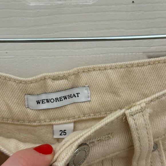 NWT WeWoreWhat Dani Boyfriend Pants Size 25 Sand Tan Khaki Straight Leg Jeans - Picture 7 of 8